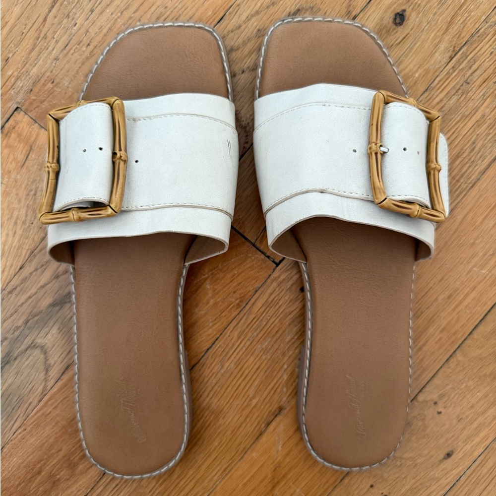 White Slide Sandals